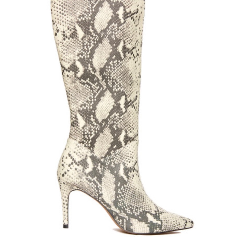 STEVE MADDEN KINGA SNAKE SLOUCHY HEELED BOOT